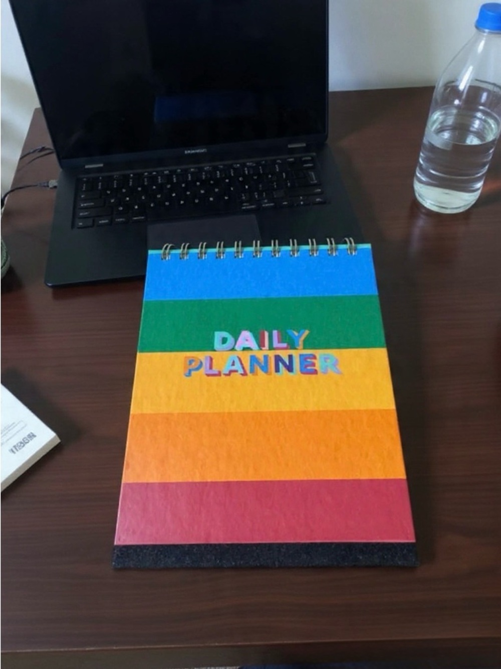 NEW-Daily Planner Spiral Notebook - Multicolor Striped Cover. Open start date